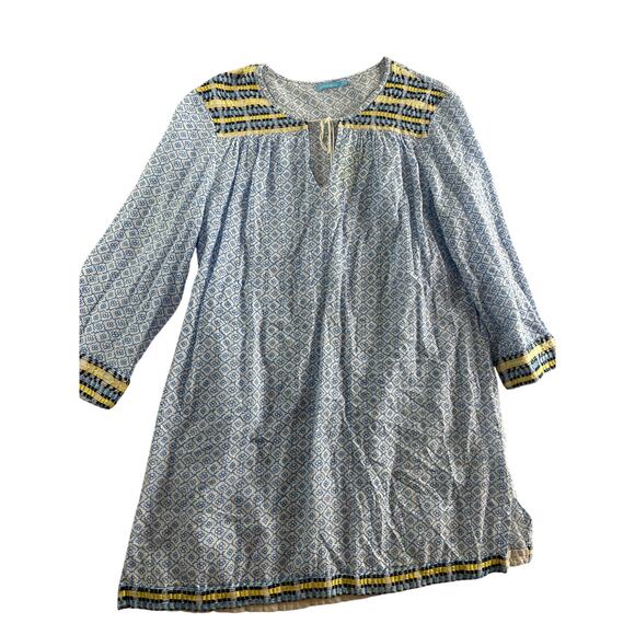 J. McLaughlin Tops - J. McLaughlin Embroidered Paget Tunic Top – Blue & Yellow – Size M